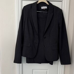 Calvin Klein Charcoal Blazer and skirt Suit Ensemble